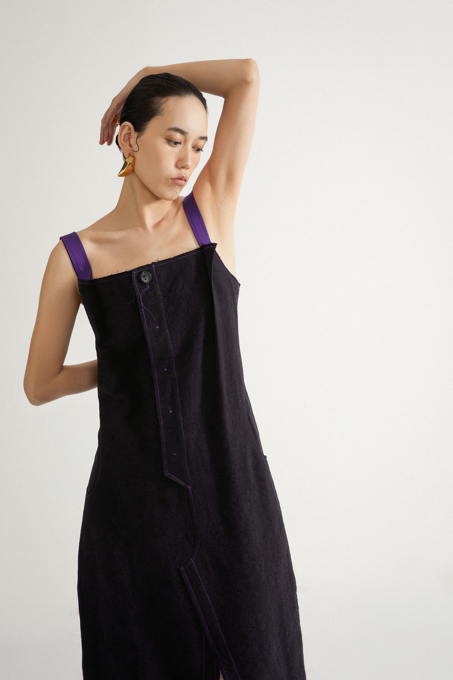 Jamproof Black Dress with Purple Strips