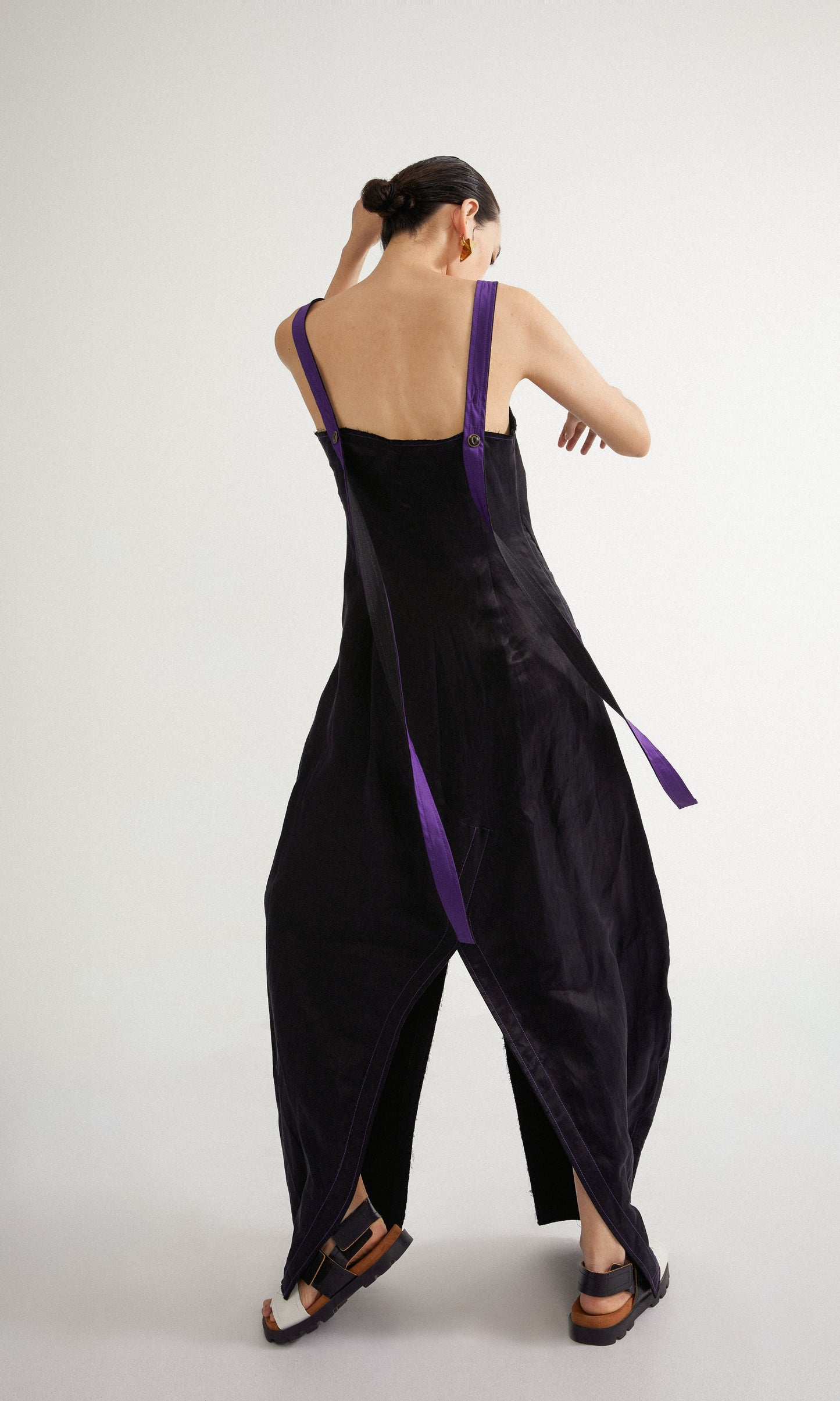 Jamproof Black Dress with Purple Strips