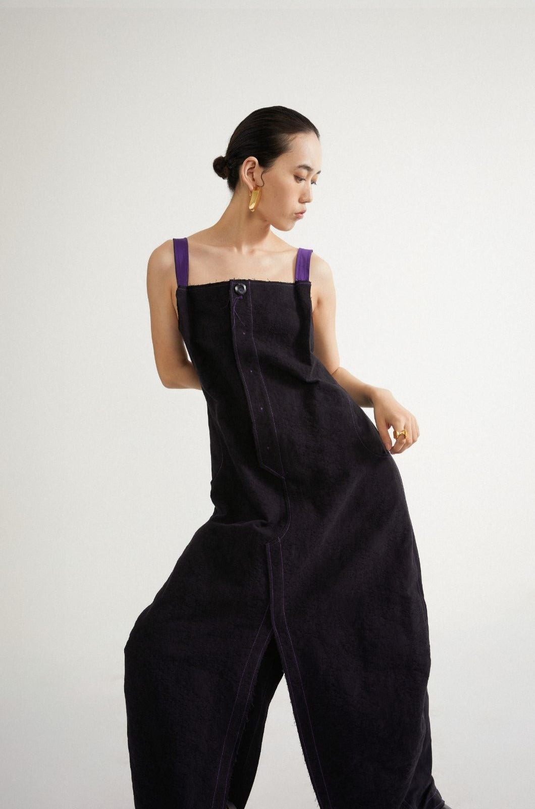 Jamproof Black Dress with Purple Strips