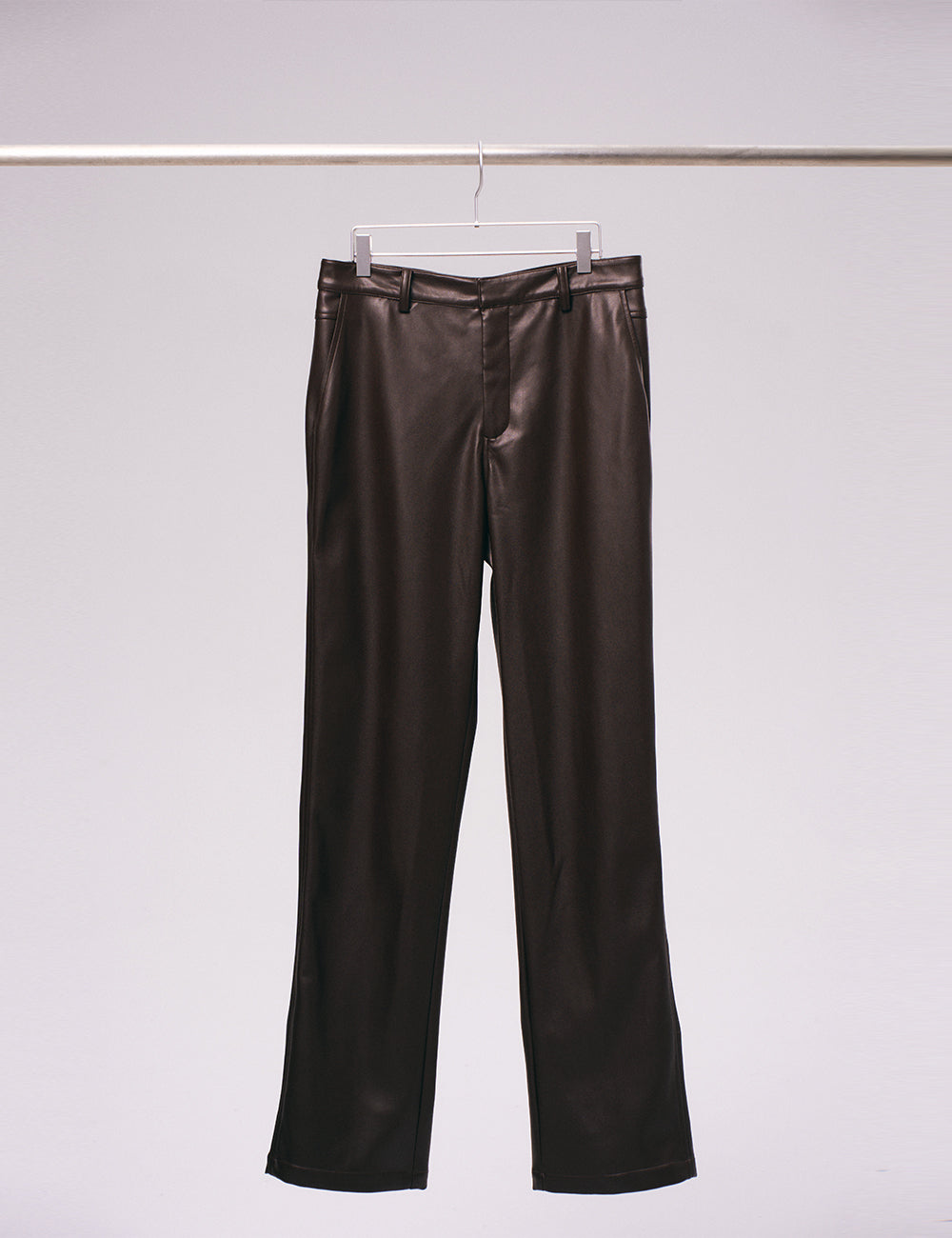Xu Zhang Brown Vegan Leather Trousers