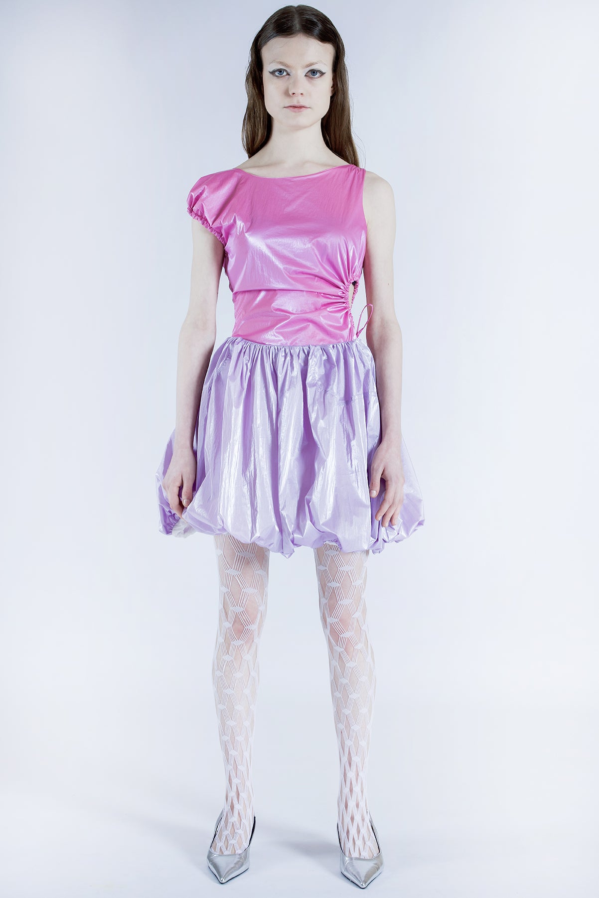 DANSHUU Shimmer Taro Pink Mini Skirt