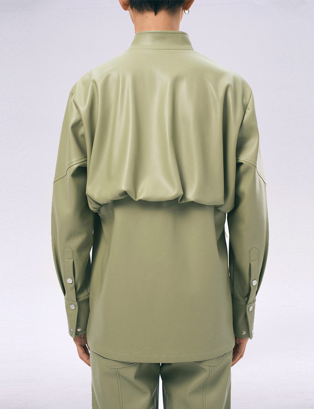 Xu Zhang Green Vegan Leather Shirt